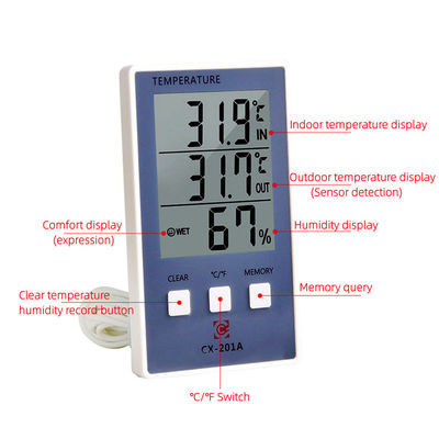 stazione metereologica LCD della sonda del sensore dell'esposizione del tester C/F di umidità di temperatura di accuratezza 1.8F