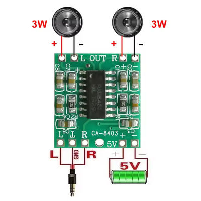 Modulo di amplificatore audio 20x19mm ultra piccolo con uscita 2x3W e 5V di potenza continua