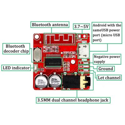 CA-6965 Scheda decodificatore Micro USB 5V MP3 BT Modulo ricevitore audio Bluetooth Componente universale