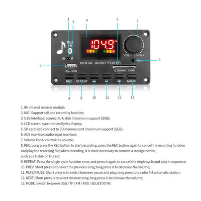 MP3 audio CC 5V-26V ICCS8673E del modulo del decodificatore 80W Bluetooth