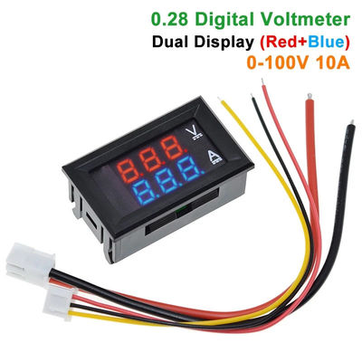 CA 0,28" del tester di amp di volt di CC 0-100V 10A Digital azionamento blu rosso IC