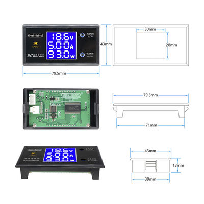 LCD Digital del wattometro 5A 10A dell'amperometro del voltometro di CC 0-100V 0-50V