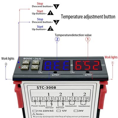 Regolatore Two Relay Output del termometro di STC-3008 Digital con la sonda 12V 24V 220V