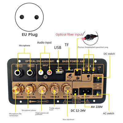 D50 100W Amplificatore di potenza di uscita con ingresso audio ottico e toni bassi e alti regolabili Bluetooth AMP