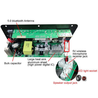D100W Bluetooth 5.0 Power Amplifier Board con potenza di 100W e supporto radio FM per altoparlanti da 8 a 12 pollici