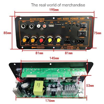 D100W Bluetooth 5.0 Amplificatore di potenza Board AC 220V DC 12-24V 5V Modulo wireless per 8-12 pollici