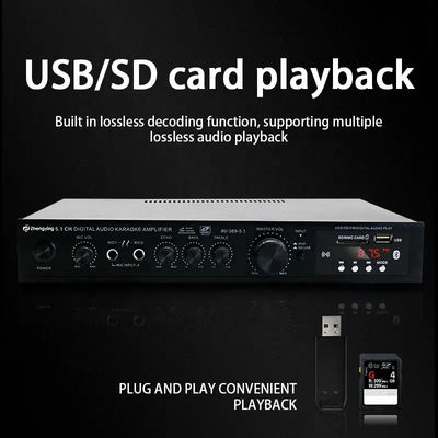 LDZS 5.1 Canale Audio Amplificatore professionale Ktv Home Theatre System 2 Mics Input Speaker Mixer