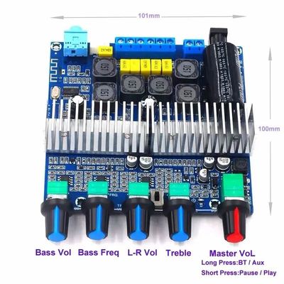 2.1 Tavola amplificatore per subwoofer a canale con uscita bass da 100 W e Bluetooth 5.0 TPA3116D2 Audio Stereo Equalizer
