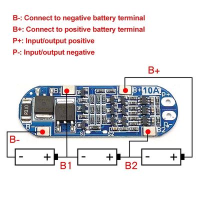 3S 10A Batteria al litio 18650 caricabatterie BMS Pannello di protezione batteria 11.1V 12.6V