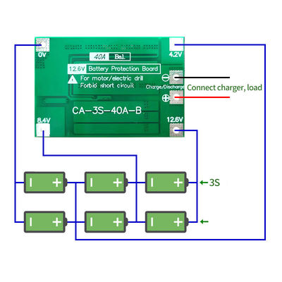 CA-3S-40A Caricabatterie al litio Li-ion Lipo Cell Module PCB BMS Board Protezione per motore di trivellazione 12.6V con equilibrio