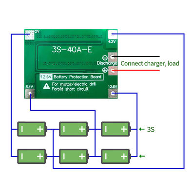 CA-3S-40A Caricabatterie al litio Li-ion Lipo Cell Module PCB BMS Board Protezione per motore di trivellazione 12.6V con equilibrio