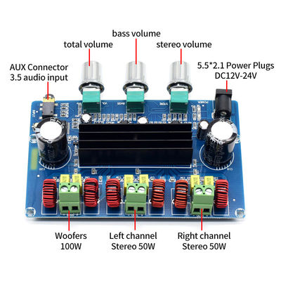 CA-3166B Digital Power Amplifier Board DC12-24V 50Wx2+100W con modulo audio Bluetooth 5.0 Classe D