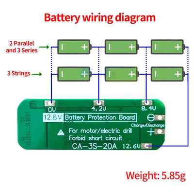 CA-3S-20A-E 11.1V 12V 12.6V BMS Battery Protection Board Modulo Bms al litio 3s