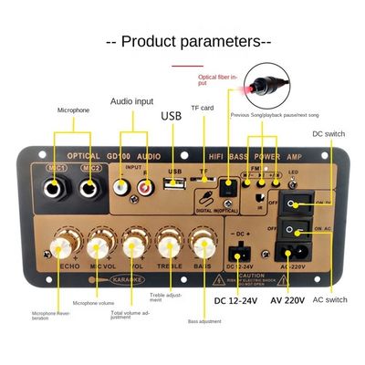 100W BT Mono Amplifier Board con 2,0 canali per audio domestico e auto