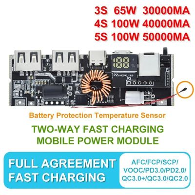 QC4.0 QC3.0 LED Dual USB PD Power Bank 18650 Modulo di ricarica con controllo della temperatura