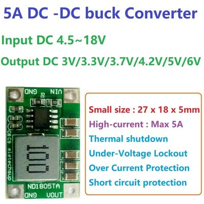 Tavola di conversione CC-DC di tipo di montaggio standard per regolazione della tensione da 4,5V-18V a 3V-6V