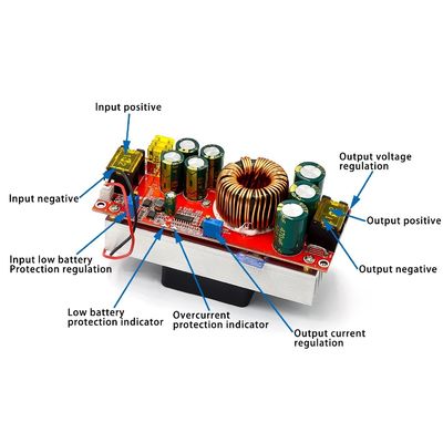 1800W 40A DC-DC Costante Voltaggio Costante Corrente Costante Boost Converter Boosts 10-60V da ventola per 12-90V