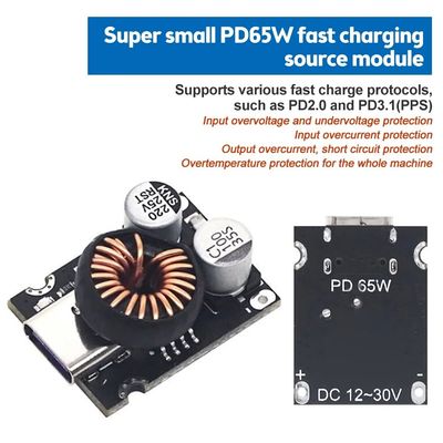 QC4.0 QC3.0 Modulo di adattatore di ricarica rapida USB PD65W di tipo C con tipo di montaggio standard