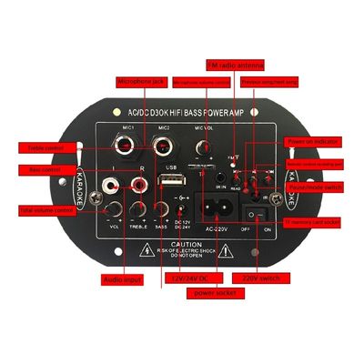D3OK HIFI Bass Power Home Amplifier Board con 2 canali Bluetooth 4.2 e 12V 24V 220V Audio Amplifier Board
