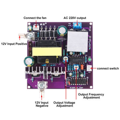 Tipo di montaggio standard 300W Boost Converter 12V a 220VAC 50Hz DC-AC Step-up Inverter