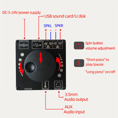 2x50W Dual Channel Digital Power Amplifier Board con BT 5.0 e HIFI Sound Quality