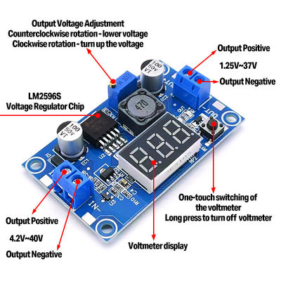 Modulo di alimentazione regolabile LM2596S Step-Down Buck Converter con display e uno