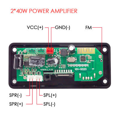 FLAC supportato 2*40W High Power Car Bluetooth Audio Motherboard con Bluetooth 5.0 per decodifica musicale lossless