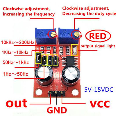 Modulo regolabile per il ciclo di lavoro a frequenza d'impulso per il conducente del motore a gradini standard NE555
