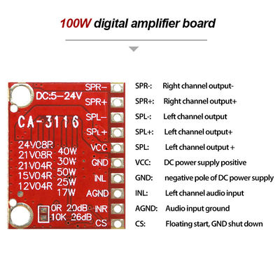 Modulo amplificatore di potenza a doppio canale TPA3116D2 da 50 W con corrente continua da 4,5 V a 24 V e senza rumore POP per schede audio stereo