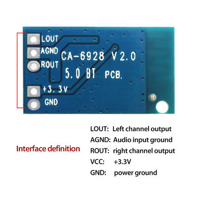 CA-6928 Modulo audio Bluetooth con ingresso 5 V e doppio amplificatore audio digitale da 23 x 15 mm
