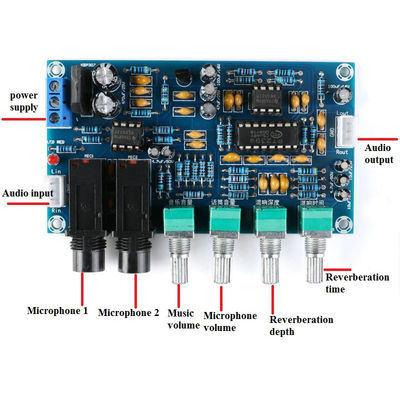 12V Dual AC12V PT2399 Amplificatore per microfoni digitali Karaoke Reverberation Module