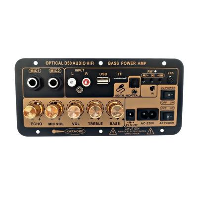D50 Amplifier Board Con Audio Ottico BT AMP USB FM Radio TF Player Nero Per Auto Domestica