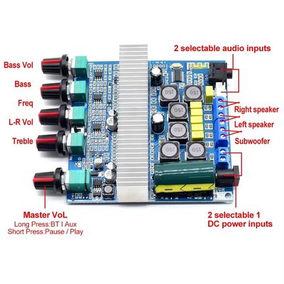 TPA3116D2 Digital Power Amplifier Board con subwoofer BT 5.0 da 100W e uscita 2*50W+100W