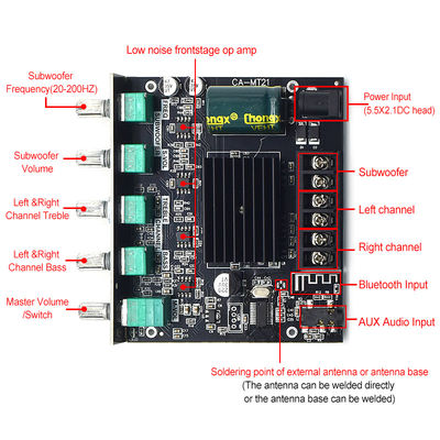CA-MT21 2.1 canale BT 5.0 Subwoofer Amplifier Board 2*50W+100W 12-24V AMP+BT