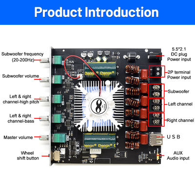CA-AS21 2.1 canale BT Subwoofer Amplifier Audio Board 2*220W+350W 12-24V AMP