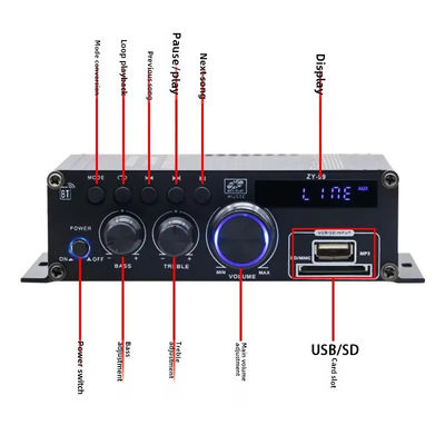 Amplificatore di potenza a doppio canale da 120W con equalizzatore per audio stereo HiFi