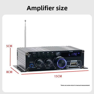 Amplificatore di potenza a doppio canale da 120W con equalizzatore per audio stereo HiFi