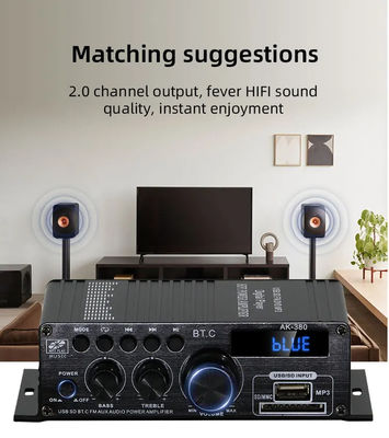 AK-380 Amplificatore audio Bluetooth v5.0 a 2.0 canali con potenza di uscita di 100-300 W per Home Theater