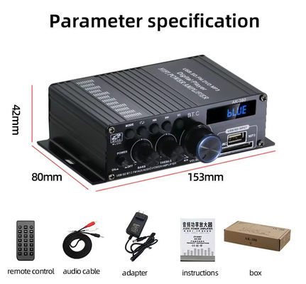 AK-380 Amplificatore audio Bluetooth v5.0 a 2.0 canali con potenza di uscita di 100-300 W per Home Theater