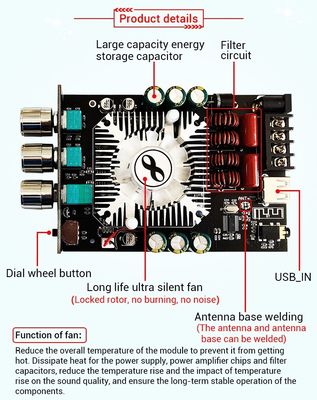 ZK-1602T 2*160W 2.0 Channel Digital Power Amplifier Module Classe D Audio stereo BT 5.0 Subwoofer Amplifier Board ZK-1602T
