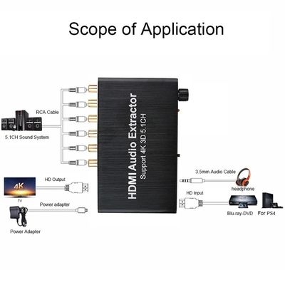 HDMI a 3.5mm RCA Converter audio analogo Estrattor Decoder Amplificatore per PS4 DVD 5.1 Channel Sound Splitter Private Mold