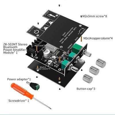 ZK-502MT 5.0 Subwoofer Amplifier Board 50W*2 2.0 Canale Amplificatori audio stereo ad alta potenza