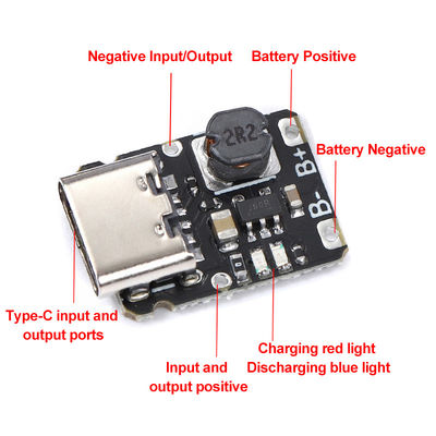 3.7V 4.2V 18650 Batteria al litio carica Boost Power Board Protezione Tipo-c La soluzione ideale di carica e scarica 5V