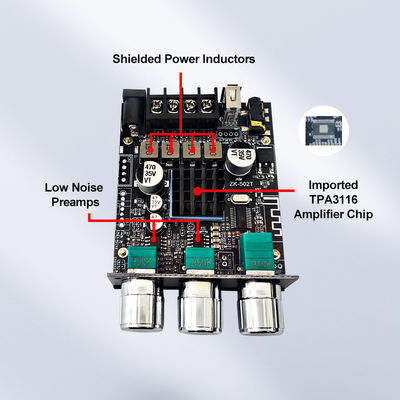 TPA3116D2 Subwoofer Audio Amplifier Module ZK-502T 2-Channel Audio Stereo Board con 2*50W Bass AMP e Comunicazione AUX