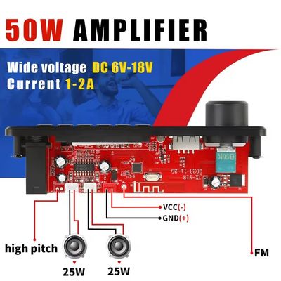 2*25W Amplificatore di potenza di priorità del microfono con scheda di decodifica MP3 e accompagnamento durata della batteria 20 ore schermo Sì
