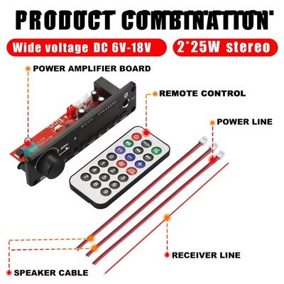 Amplificatore di potenza 2*25 W con scheda di decodifica MP3 e durata della batteria di 20 ore