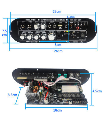 Rechargeable Trolley Stereo Car Subwoofer Audio Power Amplifier PCB Board 2.0 Canale 12V con Disegno di Stampo Privato