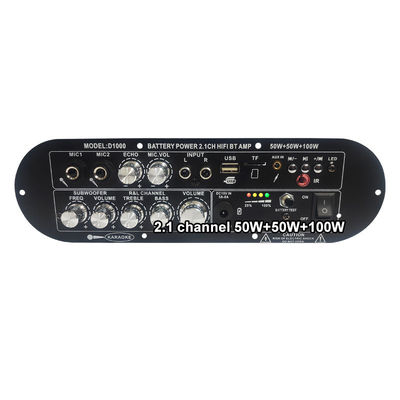 D1000 2.1 Canale Subwoofer Amplificatore Digitale 50W+50W+100W 12v Amplificatore di potenza domestico Alto/basso tono ricaricabile