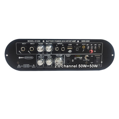 D1200 2.0 Canale 50W+50W BT Amplificatore Digitale 12V Ricaricabile per uso DJ in casa in auto