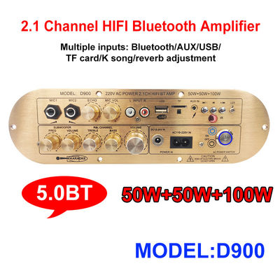 Amplificatore domestico D900 2x50W+100W ad alta potenza con scheda Bluetooth IC importata 2.1 canale Subwoofer a tono alto e basso